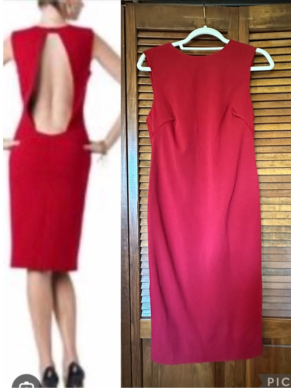 Monika Chiang Power Knit Red Sleeveless Open Back Sheath Dress size 4